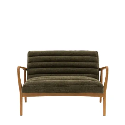 2 Seater Green Wooden Sofa
