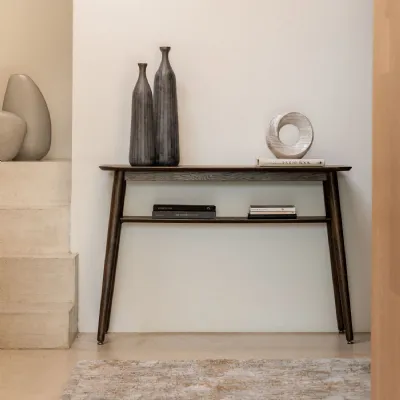 Smoked Oak Industrial Style Hallway Console Table with Shelf