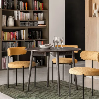 Smoked Oak Compact Round Folding Dining Table 100cm Dia
