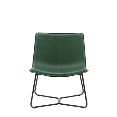 Green Curved Faux Leather Lounge Chair
