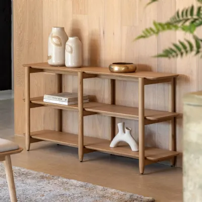 Natural Oak Wooden Wide Open Low Display Unit