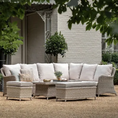 Large Grey Rattan Corner Garden Dining Set with Rising Table