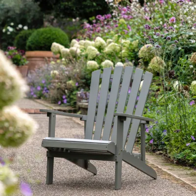 Grey Acacia Adirondack Outdoor Comfort Lounge Chair
