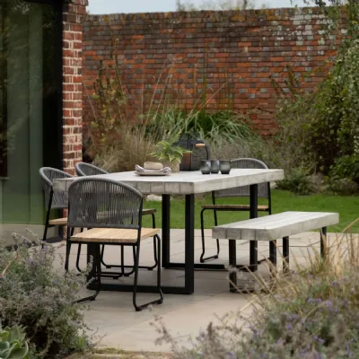 Industrial Acacia Wood 6 Seater Large Garden Dining Table