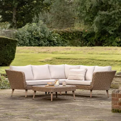 Wicker Outdoor Patio Corner Lounge Set with Coffee Table
