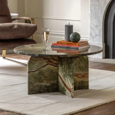 Ember Marble Small Round Coffee Table Veining Patterned