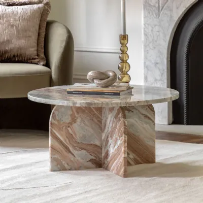 Natural Veining Patterned Marble Round Coffee Table