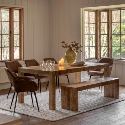 Natural Mango Wood Large 200cm Rectangular Dining Table