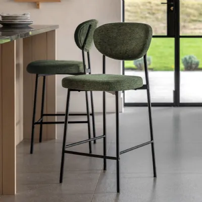 Green Fabric Kitchen Counter Bar Stool