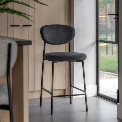 Charcoal Fabric Kitchen Counter Bar Stool