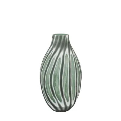 Swirl Hand Carved Glass Vase Sage Large
