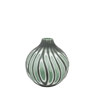 Swirl Hand Carved Glass Vase Sage Small