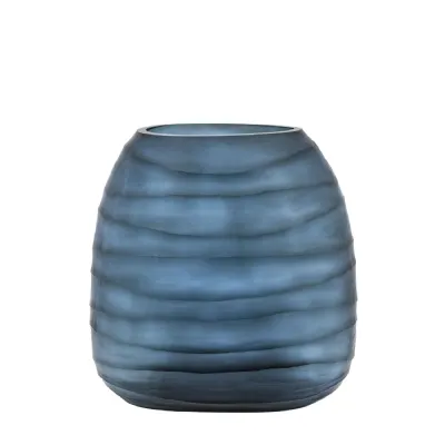 Handblown Carved Glass Vase Ink Large