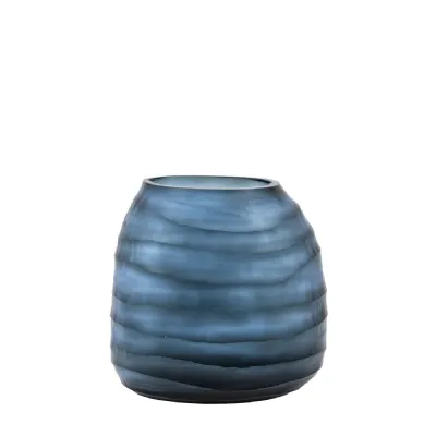 Handblown Carved Glass Vase Ink Small