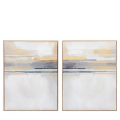 Set of 2 Large Natural Sunset Framed Wall Art