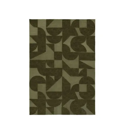 Green Block Rug Olive Small