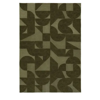 Green Block Rug Olive Large