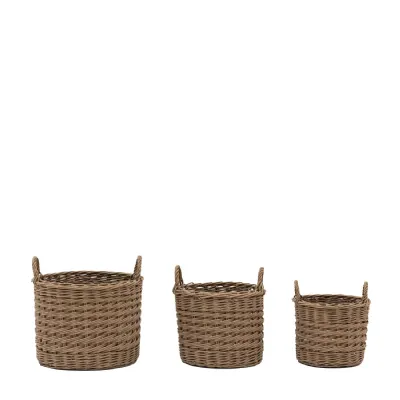 Natural Woven Willow Basket Nest Set of 3 Large