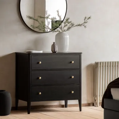 Black Wooden Chest of 3 Drawers