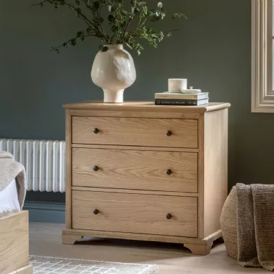 Natural Light Oak Chest of 3 Drawers