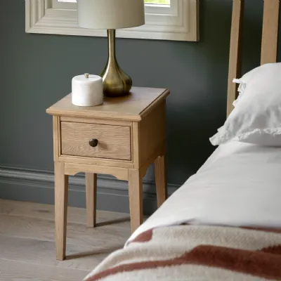 Natural Oak 1 Drawer Small Compact Bedside Table