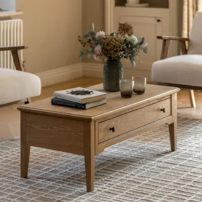 Natural Oak 1 Drawer Low Coffee Table