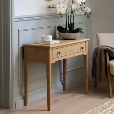 Natural Oak Wood 1 Drawer Console Table