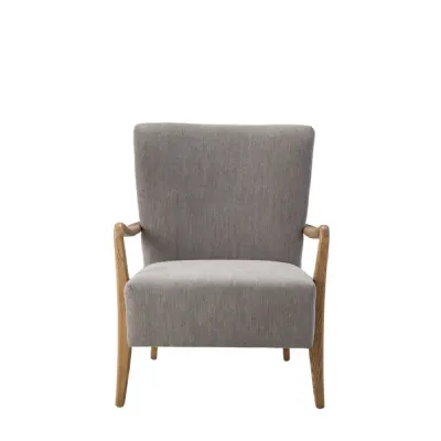 Charcoal Grey Upholstered And Oak Armchair