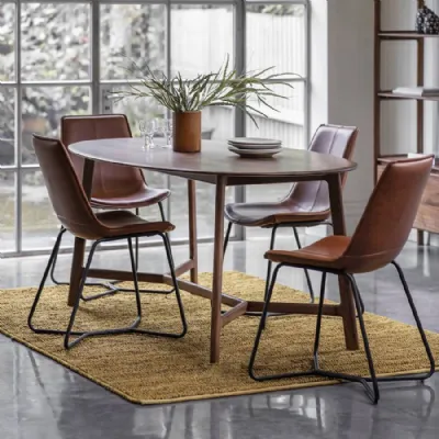 Walnut Dark Wood Oval 180cm Large 6 Seater Dining Table