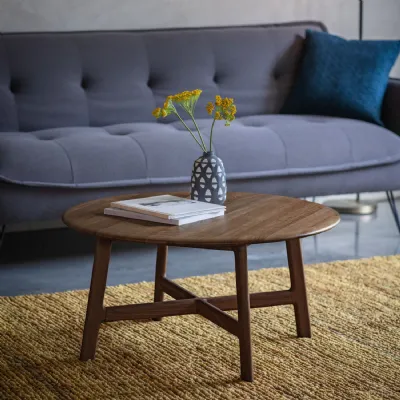 Walnut Dark Wood 80cm Round Coffee Table
