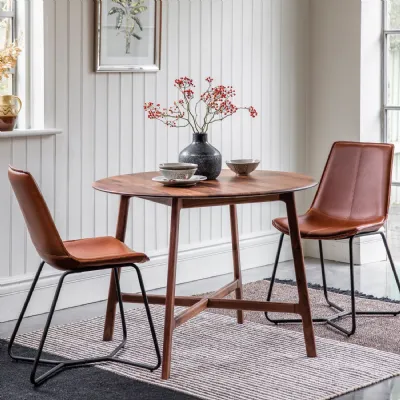 Walnut Dark Wood 100cm Round Dining Table