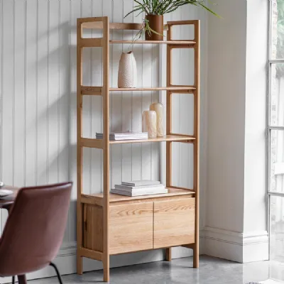 Oak Open Display Bookcase Shelving Unit
