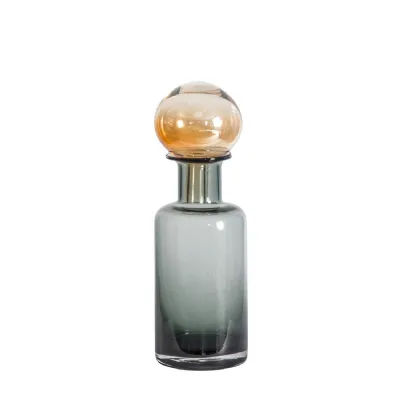 Elma Bottle With Stopper Grey Brown 120x120x370mm