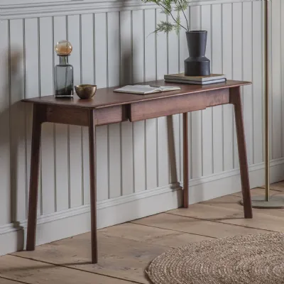 Dark Wood Walnut Slim Home Office Study Desk