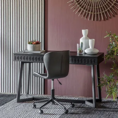 Dark Wood Office Desk with Gothic Fretwork