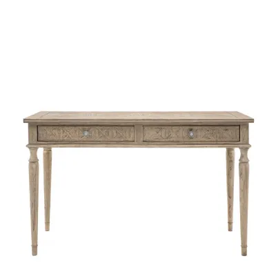 Carved Parquet Natural Wood Desk