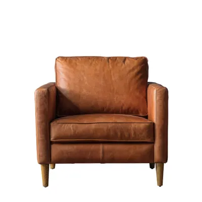 Brown Hide Leather Armchair