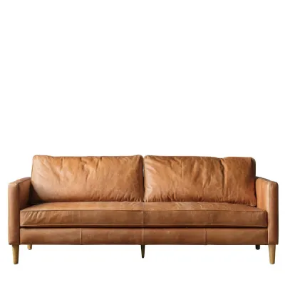 Vintage Brown Leather 3 Seat Sofa