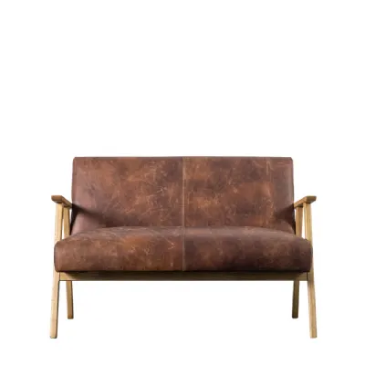 Aged Brown Two Seat Sofa
