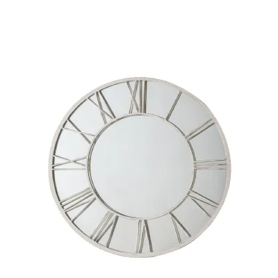 Large Distressed White Metal Outdoor 85cm Round Wall Mirror