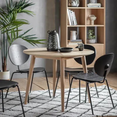 Small Light Oak 100cm Round Wooden Dining Table