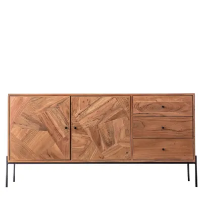 2 Door 3 Drawer Wooden Sideboard