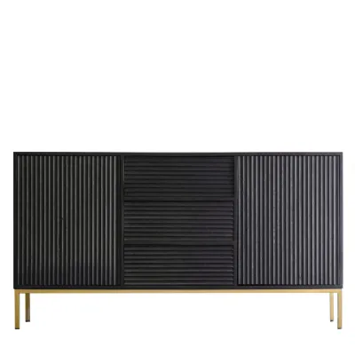 Black And Gold Ribbed Sideboard