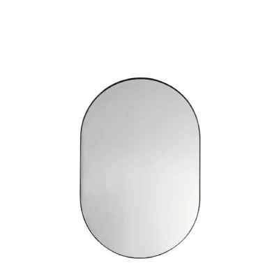 Modern Large Thin Black Framed Ellipse Bedroom Wall Mirror