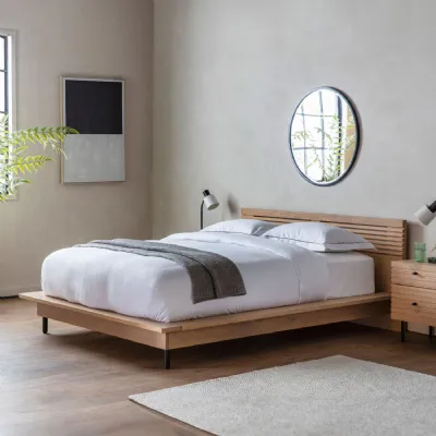 Slatted Oak Japandi Style Low King Size Bed