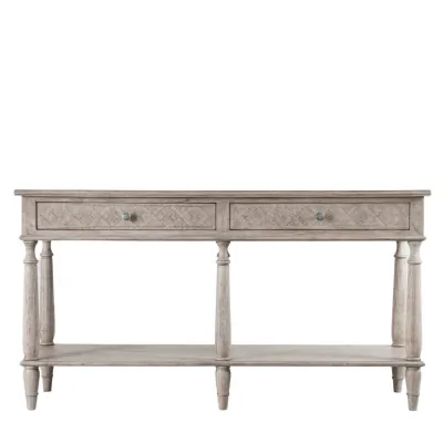 Rustic Inlaid Parquet Two Drawer Console