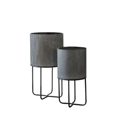 Eda Metal Planter Set of 2 Grey 300x580mm