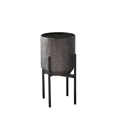 Black Textured Honeycomb Metal Planter