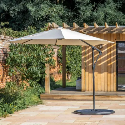 Large Cream 3 Meter Cantilever Sun Parasol with Crank Handle