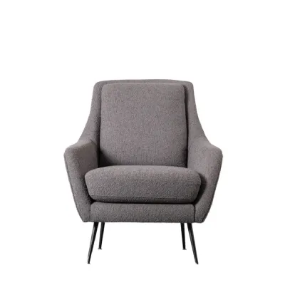 Grey Boucle Linen Retro Armchair
